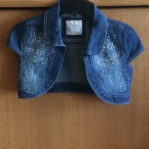 Justice- Sparkly Crop Denim Jacket